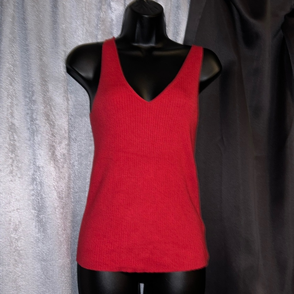 Scoop Women’s Double V-Neck Rib Knit Tank Size Large NWT 🤩 😍